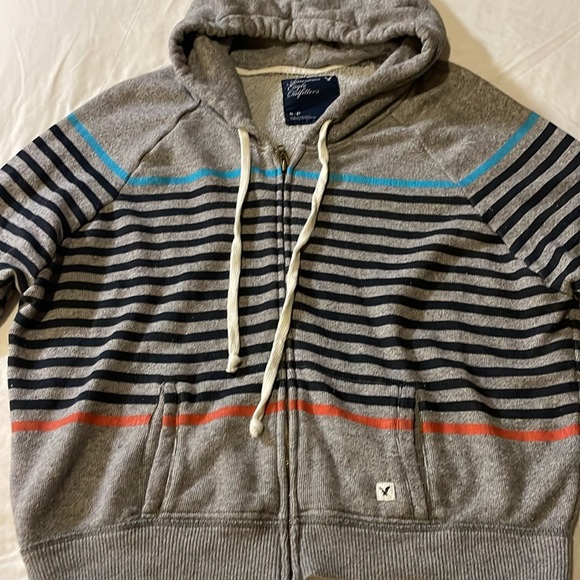 American Eagle Outfitters gray striped hoodie jacket, size small. - Picture 5 of 9
